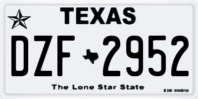 TX license plate DZF2952