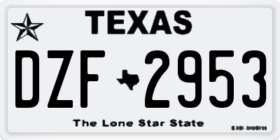 TX license plate DZF2953