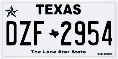TX license plate DZF2954
