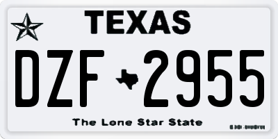 TX license plate DZF2955