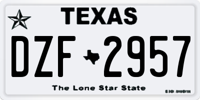 TX license plate DZF2957
