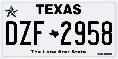 TX license plate DZF2958