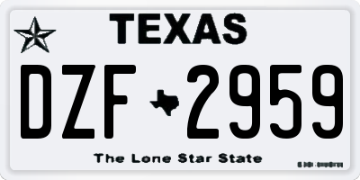 TX license plate DZF2959