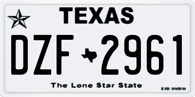 TX license plate DZF2961