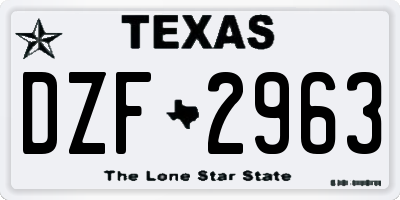 TX license plate DZF2963
