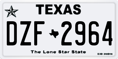 TX license plate DZF2964
