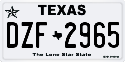 TX license plate DZF2965