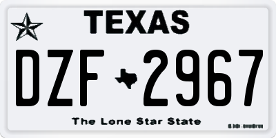 TX license plate DZF2967