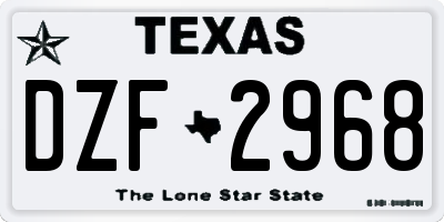 TX license plate DZF2968