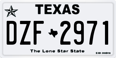 TX license plate DZF2971
