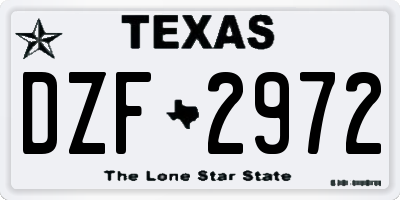 TX license plate DZF2972