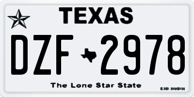 TX license plate DZF2978