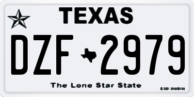 TX license plate DZF2979