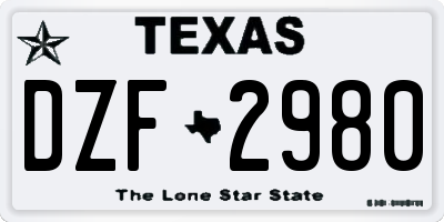 TX license plate DZF2980