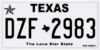 TX license plate DZF2983