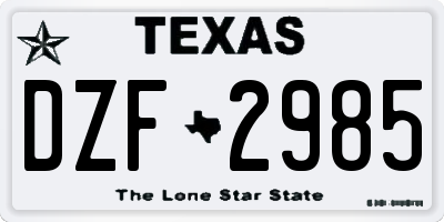 TX license plate DZF2985
