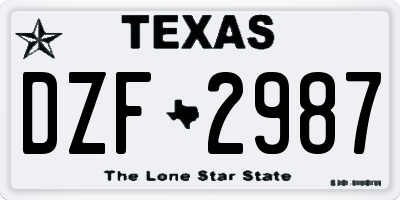 TX license plate DZF2987