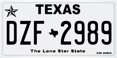 TX license plate DZF2989