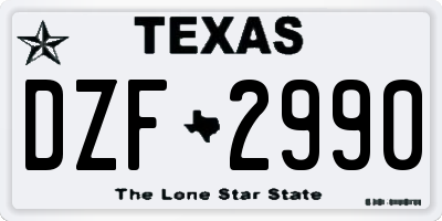 TX license plate DZF2990