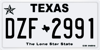 TX license plate DZF2991
