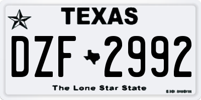 TX license plate DZF2992