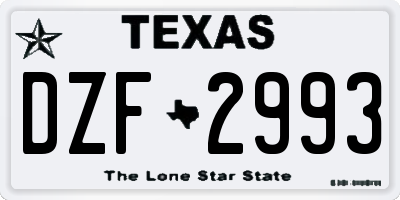 TX license plate DZF2993