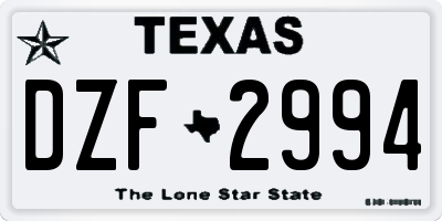 TX license plate DZF2994