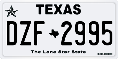 TX license plate DZF2995