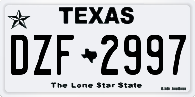 TX license plate DZF2997