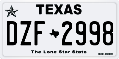 TX license plate DZF2998