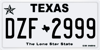 TX license plate DZF2999