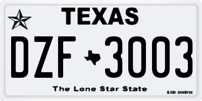 TX license plate DZF3003