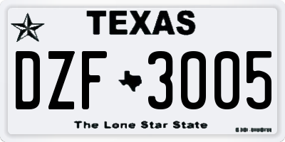 TX license plate DZF3005