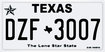 TX license plate DZF3007