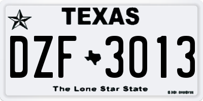 TX license plate DZF3013