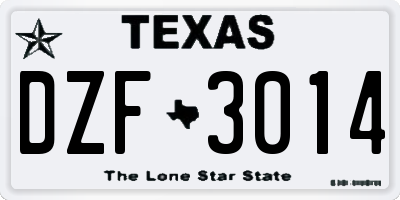 TX license plate DZF3014