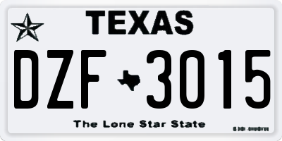 TX license plate DZF3015