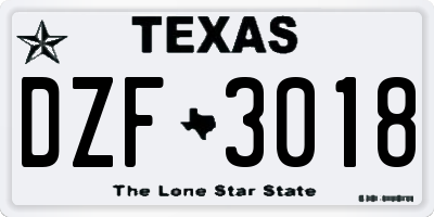 TX license plate DZF3018
