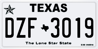TX license plate DZF3019