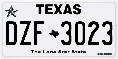 TX license plate DZF3023