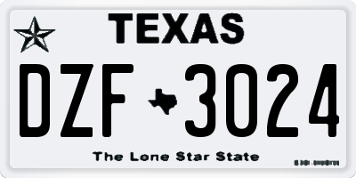 TX license plate DZF3024