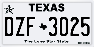 TX license plate DZF3025