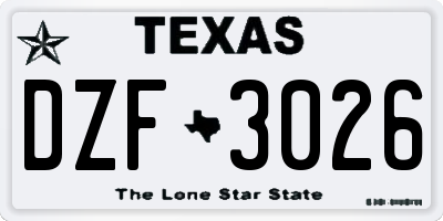 TX license plate DZF3026