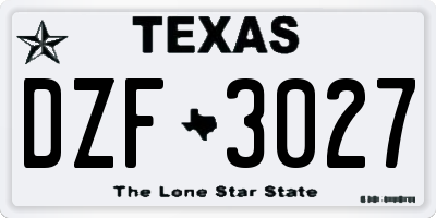 TX license plate DZF3027