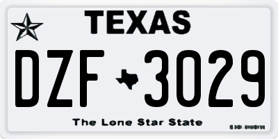 TX license plate DZF3029