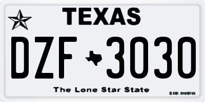 TX license plate DZF3030