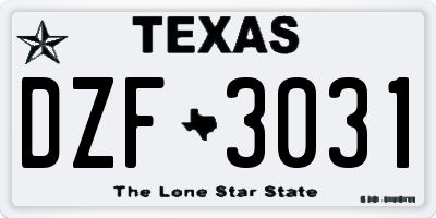 TX license plate DZF3031