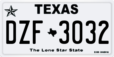 TX license plate DZF3032