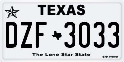 TX license plate DZF3033