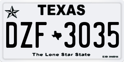 TX license plate DZF3035